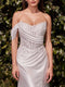 Ladivine CD804W Appliqué Satin Off-Shoulder White Gown