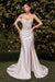 Ladivine CD804W Appliqué Satin Off-Shoulder White Gown