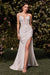 White Fitted Applique Strapless Slit Gown by Ladivine CDS465W