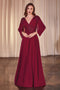 Ladivine CDS508 Chiffon Cowl Sleeve A-line Gown