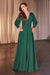 Ladivine CDS508 Chiffon Cowl Sleeve A-line Gown