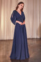 Ladivine CDS508 Chiffon Cowl Sleeve A-line Gown