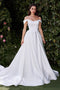 Ladivine CDS513W Satin Off-Shoulder Bridal Ball Gown with Sweep Train and Side Pockets