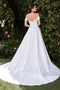 Ladivine CDS513W Satin Off-Shoulder Bridal Ball Gown with Sweep Train and Side Pockets