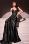 Ladivine CDS524 Appliqué Satin Sleeveless Gown with Slit