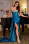 Ladivine CDS526 Beaded Satin Strapless Gown with Slit