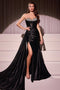 Ladivine CDS526 Beaded Satin Strapless Gown with Slit