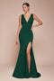 Fitted Sleeveless Slit Gown by Ladivine CH395