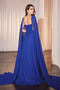 Pleated Cape Sleeve A-line Gown by Ladivine CJ937