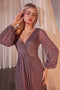 Fitted Long Sleeve Metallic Gown by Ladivine CK2141