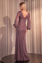 Fitted Long Sleeve Metallic Gown by Ladivine CK2141