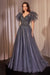 Applique Short Sleeve Glitter Gown by Ladivine CM359