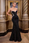 Ladivine CM365 Beaded Jersey Strapless Gown