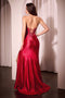 Ladivine CM368 Lace Bodice Satin Strapless Slit Gown