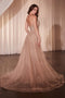 Beaded Strapless Overskirt Gown by Ladivine CZ0028