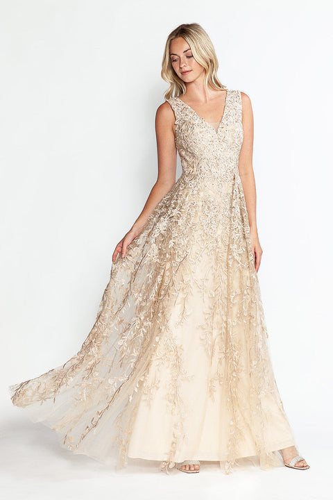 A Line Long Formal Lace Dress Lenovia 8337