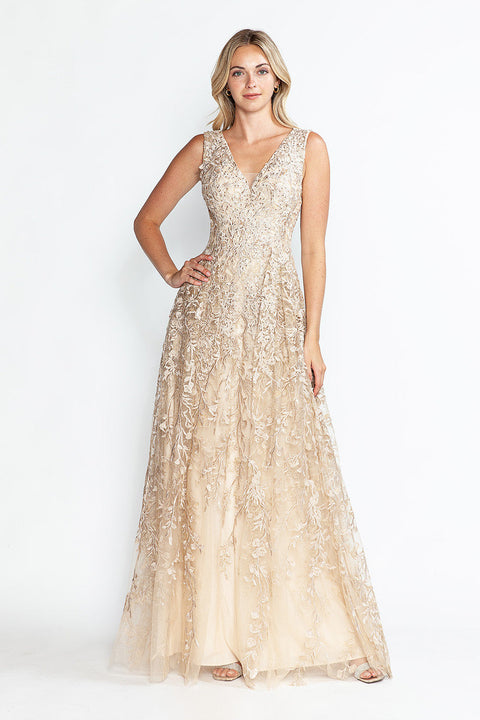 A Line Long Formal Lace Dress Lenovia 8337