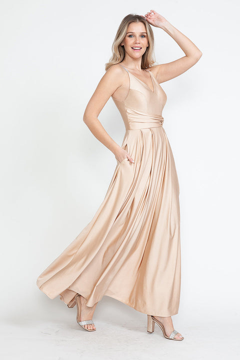 A Line Formal Slit Long Prom Dress Lenovia 5275
