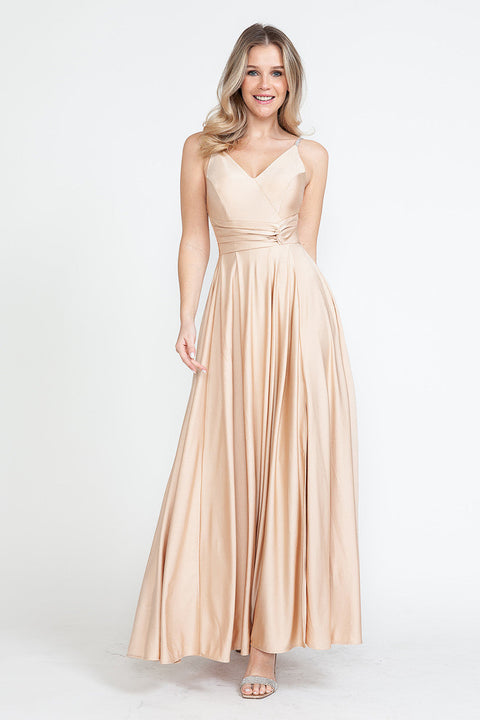 A Line Formal Slit Long Prom Dress Lenovia 5275
