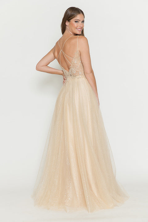 Long Beaded Sequin Formal Prom Dress Lenovia 8183