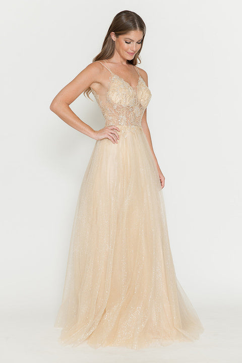 Long Beaded Sequin Formal Prom Dress Lenovia 8183