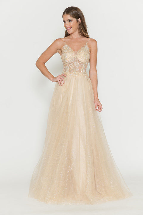 Long Beaded Sequin Formal Prom Dress Lenovia 8183