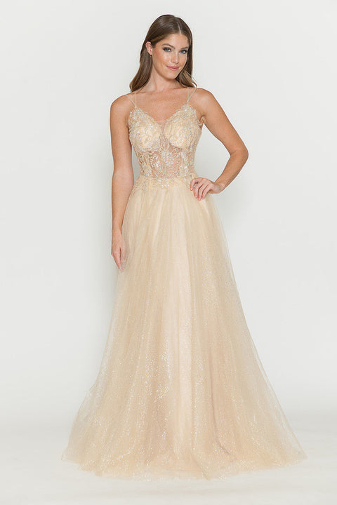Long Beaded Sequin Formal Prom Dress Lenovia 8183