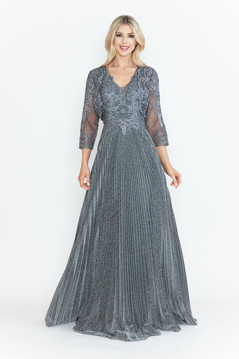 Pleated Long Formal Mother of the Bride Dress Lenovia 8341