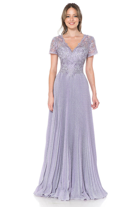 Long Formal Pleated Mother of the Bride Dress Lenovia 8139