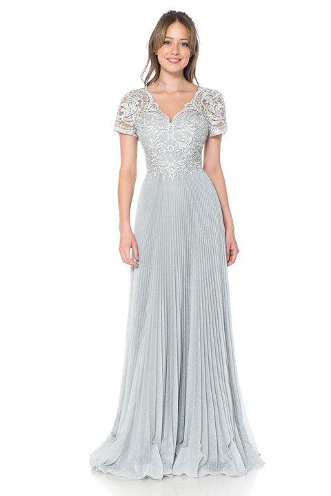 Long Formal Pleated Mother of the Bride Dress Lenovia 8139
