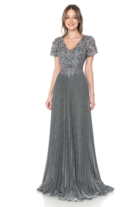 Long Formal Pleated Mother of the Bride Dress Lenovia 8139