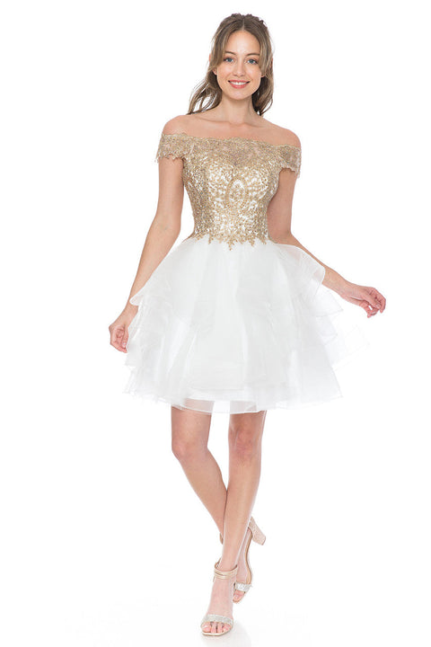 Short Homecoming Ruffle Beaded Cocktail Dress Lenovia 8151