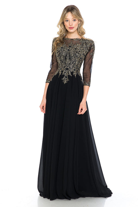 Long Formal Mother of the Bride Beaded Dress Lenovia 8171