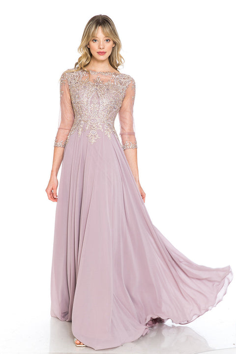 Long Formal Mother of the Bride Beaded Dress Lenovia 8171