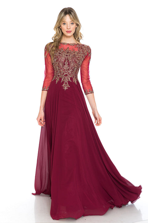 Long Formal Mother of the Bride Beaded Dress Lenovia 8171