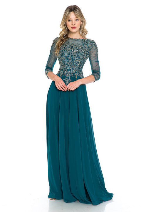 Long Formal Mother of the Bride Beaded Dress Lenovia 8171