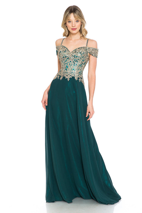 Formal Metallic Long Prom Dress Lenovia 8132