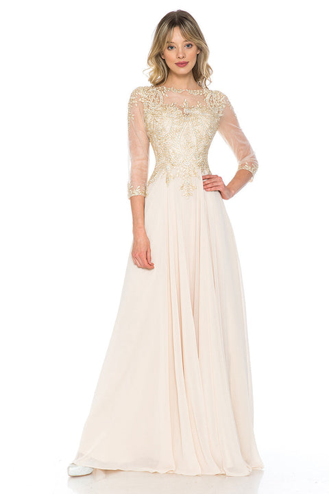 Long Formal Mother of the Bride Beaded Dress Lenovia 8171