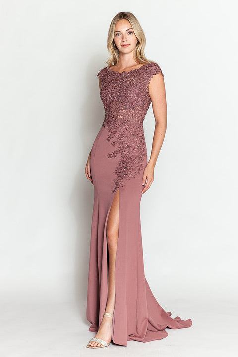 Beaded Formal Long Floral Dress Lenovia 8343
