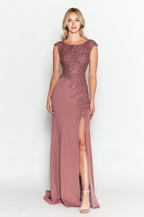 Beaded Formal Long Floral Dress Lenovia 8343