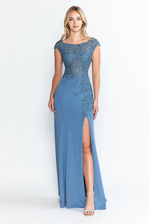 Beaded Formal Long Floral Dress Lenovia 8343