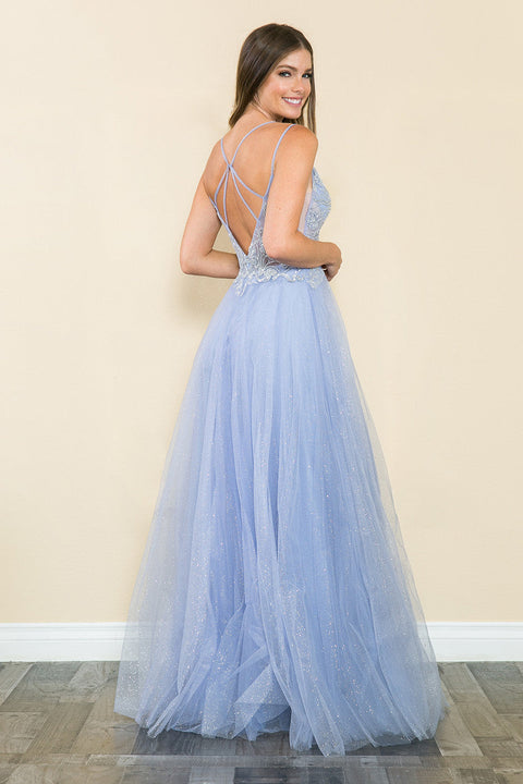 Long Beaded Sequin Formal Prom Dress Lenovia 8183