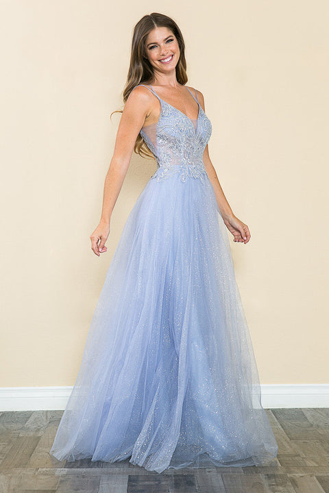 Long Beaded Sequin Formal Prom Dress Lenovia 8183
