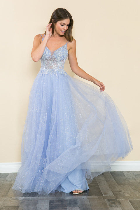 Long Beaded Sequin Formal Prom Dress Lenovia 8183
