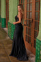 Nox Anabel E1488 Elegant Appliqué Satin Gown with Slit