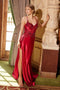 Nox Anabel E1488 Elegant Appliqué Satin Gown with Slit