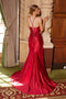 Nox Anabel E1488 Elegant Appliqué Satin Gown with Slit