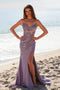 Nox Anabel E1527 Strapless Satin Gown with Appliques and Slit