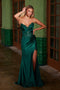 Nox Anabel E1527 Strapless Satin Gown with Appliques and Slit