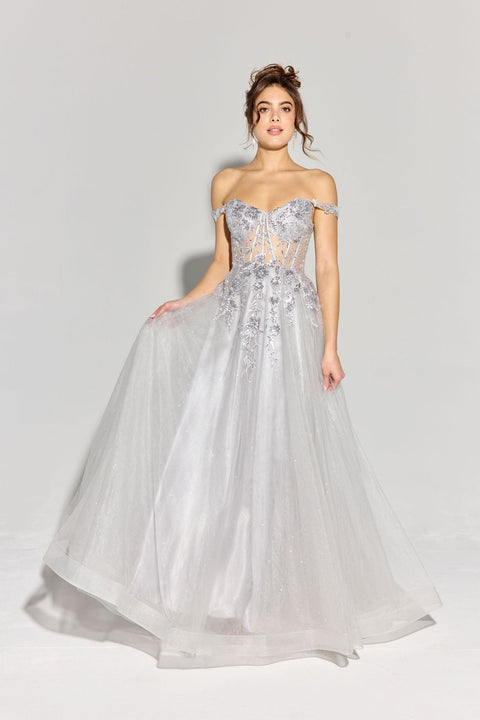 Eureka EK128 off shoulder a-line slit gown — PLATINUM 3